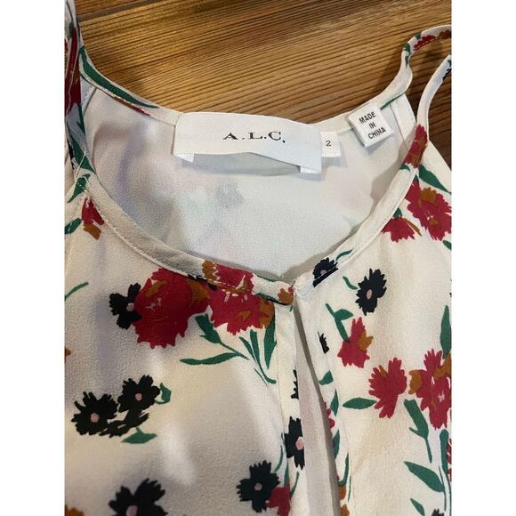 A.L.C. Floral Richards Silk MIDI Dress Sz 2 - Picture 5 of 15